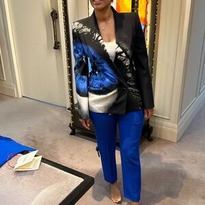 ALEXANDER McQUEEN Iris Eye Print Black Double Breasted Blazer Jacket